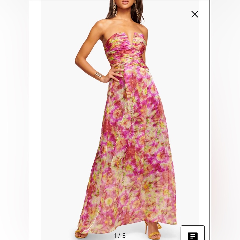 Ramy Brook Pink and Orange Strapless Dress
